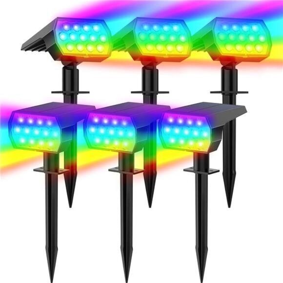 Solar Color Changing Spot Lights Outdoor, Waterproof Solar Christmas Lights